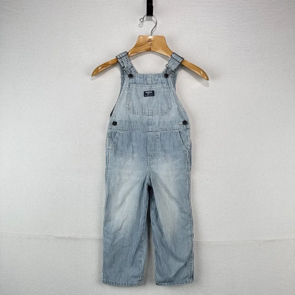 OshKosh B'gosh Blue Hickory Stripe Overalls Size 4T Vestbak